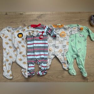 Pekkle Baby Sleeper Bundle Size 3 Months Animal Print Zip Pajamas
